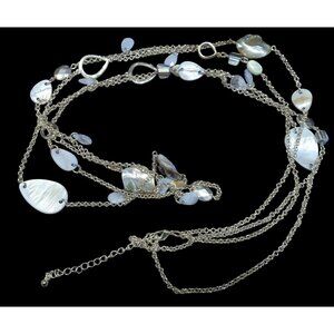 Mermaidcore Pastel Blue Shell And Silver Tone Chain Necklace